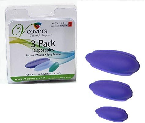 3 Pack, Women's intimate modesty and protection for shaving, waxing and other bikini cosmetic procedures. Assorted Sizes A, B and C in PURPLE.