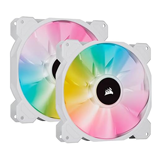 Corsair iCUE SP140 RGB ELITE 140mm PWM Set de dos ventiladores con iCUE Lighting Node CORE, Tecnología CORSAIR AirGuide, Ocho LED RGB direccionables, baja sonoridad de 18 dBA, hasta 1.200 RPM, Blanco