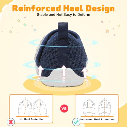 Image of FEETCITY Baby First Walking Shoes Wide Baby Shoes Infant Sneakers Newborn Crib Shoe Barefoot Lightweight Slip On Shoe