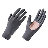Antcher UV-Schutzhandschuhe für Damen, Eisseide, Sonnenschutz, Vollfinger-Touchscreen, rutschfeste Handschuhe, Wandern, Radfahren, Golf, Fahren, Angeln (Dunkelgrau)
