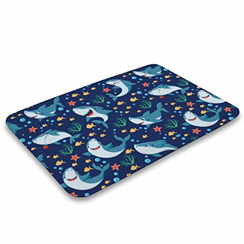 Fisnae Sea Sharks Seaweed Bathroom Rugs 20 X 32 In Ocean Fish Bath Mats For Bathroom Non Slip Absorbent Soft Rug For Kitchen Dining Living Bathroom Office #TOP3
