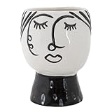 Matière : Porcelaine Vase Pot Visage en Porcelaine Face 18cm Blanc & Noir