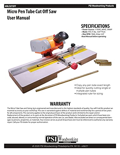 Penn State Industries MLCUTOFF Pen Tube Micro Cutoff Saw with Jig, Orange/Grey/White