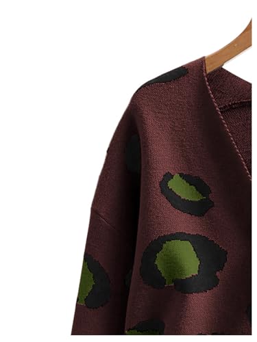 Image of WDIRARA Women's Leopard Tiger Print Cardigan V Neck Long Sleeve Color Block Button Down Sweater Outwear