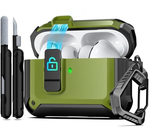 Image of AirPods Pro 3 Case with Lock Magnetic Lid MagSafe, Army Green
