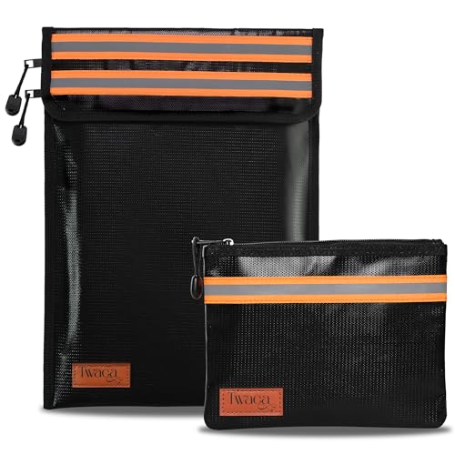 100% Aussie Owned - Twaca- Fireproof Document Bag and Money Bag Combo, Fire Protection For Legal Documents Jewelry, Firesafe Envelope For Money, Passport and cards