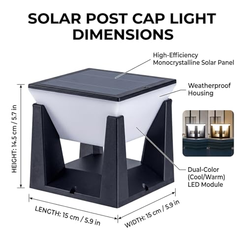 Lámparas solares para postes de 6x6 impermeables con tres tonos de luz ajustables 4