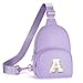 YOOLIFE Birthday Gifts for Girls Women, Personalized Initial Sling Bag for Teen Girls | Initial Monogram Fanny Packs Crossbody Bag Purse for Teen Girl Year Old Birthday Gifts (Purple A)