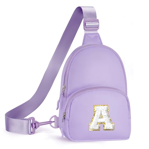 YOOLIFE Birthday Gifts for Teen Girls Kids Initial Sling Bag Purple A