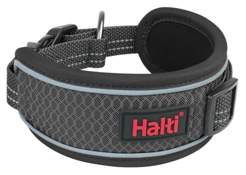 Image of Halti Anatomy Dog Collar | Size M, Grey | Wide Design Collar for Pressure Relief | Padded, Reflective & Adjustable | Matching Leash & Harness | For Medium Dogs