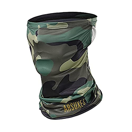 YSLLIOM Multifunktionstuch Gesichtsmaske Motorradmaske Sportmaske Sturmmaske Maske Halsmanschette Schal Bandana für Damen Herren (Grüne Tarnung) Cover