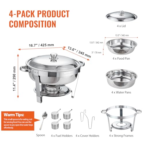 Vevor CHAFING DISH BUFFET SET 6 QT Chafing Dish Buffet Set, 6 Qt 4 Pack, Stainless Steel Chafer thumb #5
