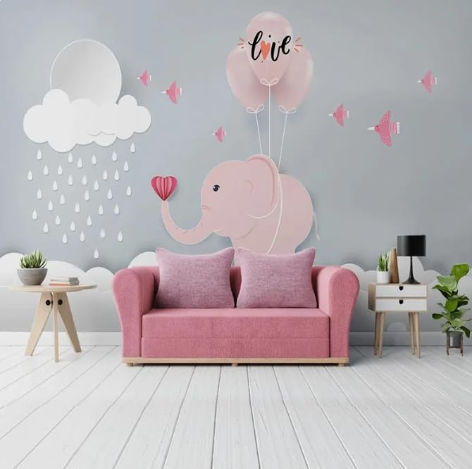 Papier peint éléphant ballon pour une chambre d'enfant pleine de douceur