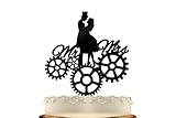 Steampunk Wedding Cake Toppers Personalized Gears
