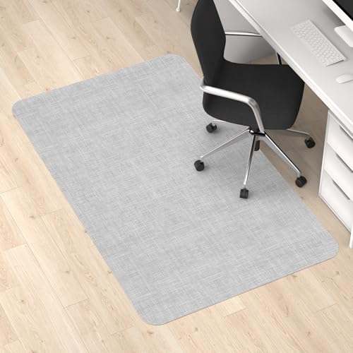 Image of Blvornl Office Chair Mat for Hardwood Floor, 47.2 inchx 60 inch Desk Computer Chair Mat for Hard Wood and Tile Floor, Large Anti-Slip Hard Floor Protector Rolling Chair Mat, PVC Mat Desk Rug Light Grey