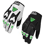 Guantes de ciclismo de dedo completo MTB Road Biking Guantes con pantalla táctil antideslizante transpirable Bicicletas de montaña Guantes para hombres y mujeres (blanco, M)