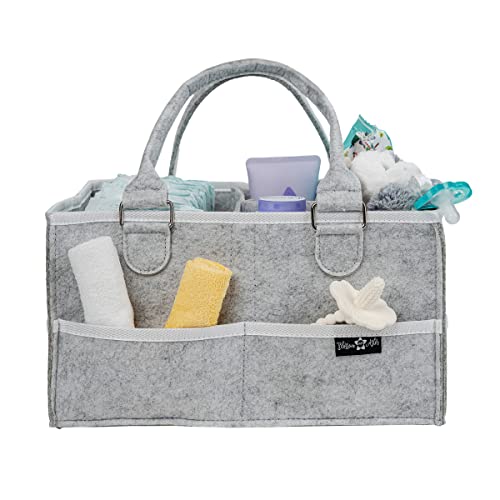 Image of Blossom Aster - Baby Diaper Caddy Organizer | Car Storage Tote Bag | Nursery Storage Bin | Shower Basket for Newborn Boy and Girl