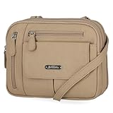 MultiSac Women's Zippy Triple Compartment Crossbody Bag, Chino, One Size