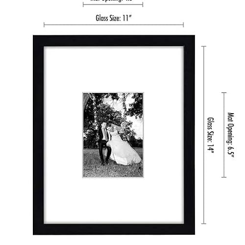 Americanflat 11X14 Picture Frame In Black - Displays 5X7 With Mat And 11X14 Without Mat - Composite Wood With Shatter Resistant Glass - Horizontal And Vertical Formats For Wall #TOP1