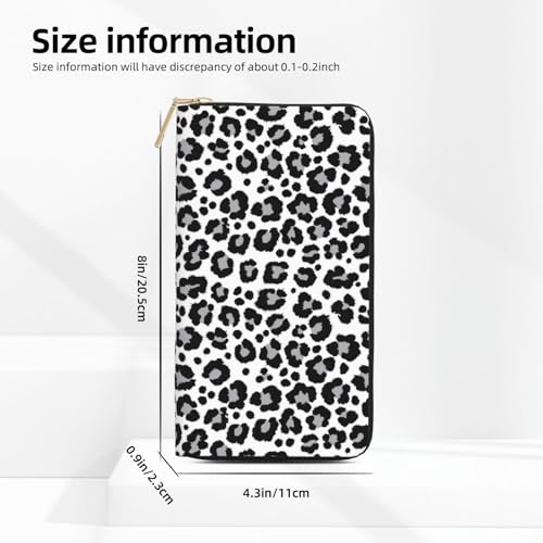 Black grey Leopard print fashion Wallet Women Men, Long PU Leather Wallets for Women, Cute Womens Travel Wallet Purse Pouch with Zipper Pocket3