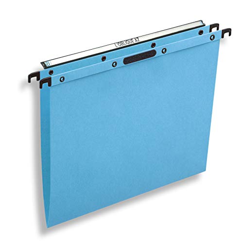 L'Oblique AZ AZX - Carpetas para archivador de suspensión (25 unidades, papel de estraza), color azul