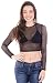 Mesmer Long Sleeve Power Mesh Crop Top - Made in the USA, Black M