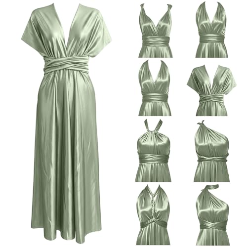 Robe longue polyvalente à col en V chic avec manches courtes