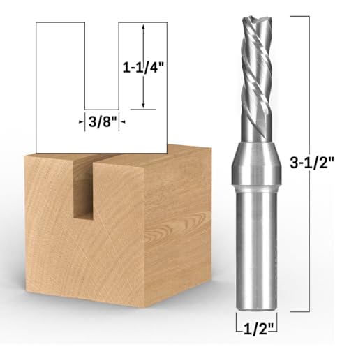 Image of YONICO Downcut Router Bits Spiral 3 Flute Solid Carbide CNC End Mill 3 /8-Inch Dia. 1 /2-Inch Shank 32349