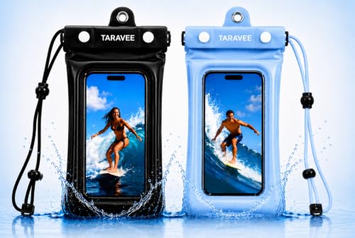 Image of Waterproof Phone Pouch, IPX8 Universal Waterproof Phone Case Dry Bag with Lanyard for iPhone 14 13 12 11 Pro Max XR X XS SE 8 Plus Samsung S23 S22 Ultra S21 S10 S9 (Floating- Black & Blue-02)