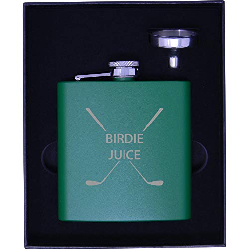 Golf Birdie Juice Flask, Funnel and Gift Box - Great Chirstmas, Birthday, Valentines Gift for Golfers (Green)