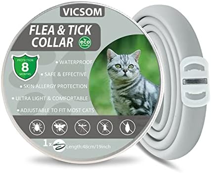 Flea and Tick Collar for Cats, Flea Cats Collar, Flea Treatment Cats, 8 Months Protection Waterproof Adjustable Cat Flea and Tick Collar, Natural Anti Tick Collar for Kittens Cats Puppies Pink