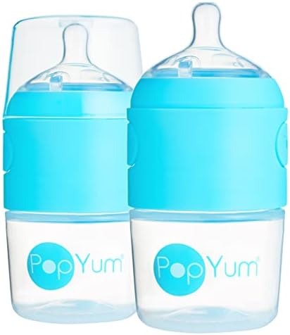 PopYum 5 oz Blue Anti-Colic Formula Making Baby Bottles, 2-Pack