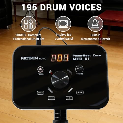 image for MOSEN MUSIC MOSEN Electric Drum Set with 4 Quiet Drum Pads, 2 Pedal, S