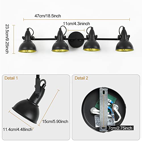 image for Depuley Retro Rotatable 4 Way LED Ceiling Spotlight, Track Lighting wi