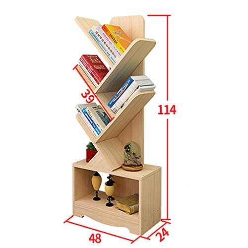 Cyayq 5-9 Shelf Hard Wood Tree Shaped Bookcase, Multifunctional Open Shelf Thickened Book Rack Storage Organizer For Records & Books-A #TOP1