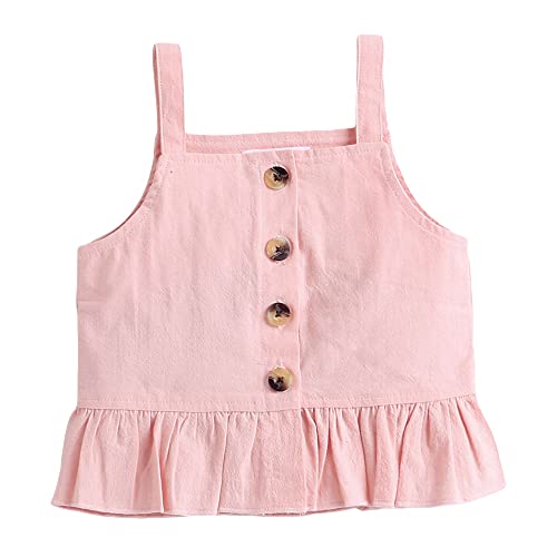 Image of Hopscotch Girls Cotton Solid Blouse And Shorts Set In Pink Color