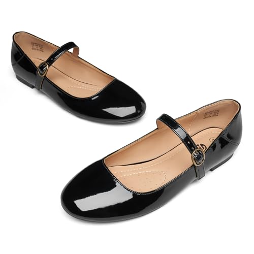 Image of Rekayla Flats for Women Mary Jane Shoes Women Round Toe Ballet Flats with Buckle Strap Comfortable Dress Shoes for Work Casual Daily Wear