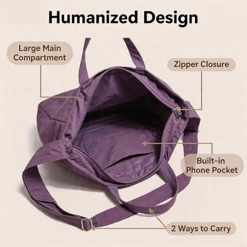 Bolso tote casual ligero con cierre y gran capacidad miniatura 4