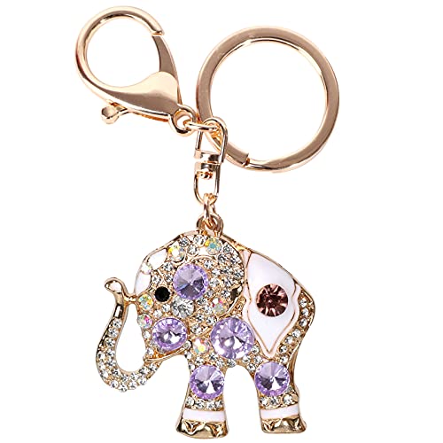 AIXIANG Purple Elephant Cute Key Chains For Women Opal Rhinestone Plating Keychain Purse Charm Sparkly Key Chains For Women Key Charms For Car Keys Gift For Friends