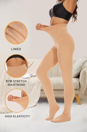 Image of CozyWow Opaque Fleece Lined Tights for Women, Soft Warm Thermal Tights for Winter