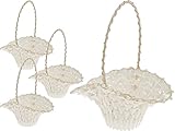 Material: Kunststoffgeflecht Korbwaren Schön Set - 4 Stück Blumenkinderkörbchen Biedermeierkorb Weiss Gross, ca. 24 x 17 cm