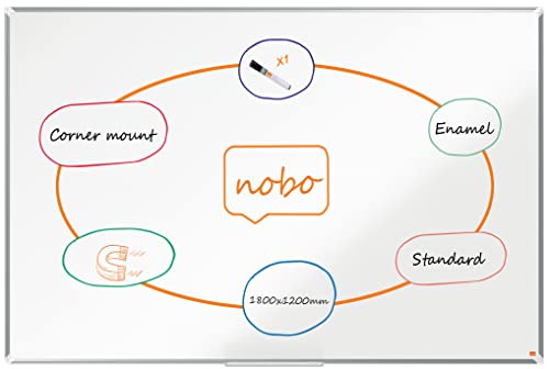 Nobo Premium Plus Enamel Magnetic Whiteboard – 1800x1200mm, Aluminium Trim, EU Ecolabel Certified, 1915149