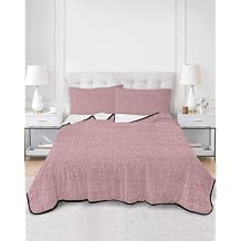 Naked Pink Solid Color King Quilt Bedding Set,Summer Quilt Lightweight Quilted Coverlet with 2 Pillow Shams, Vintage Linen 3-Piece Bedspread Quilt Set for All Season
