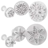 Eshylala 6 Packs Snowflake Cookie Cutters, Plunger Decorating Fondant Cookie Cake Plunger Cutters Molds Embossing Tool for Christmas and Winter Holiday