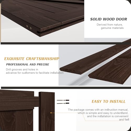 Image of FREDBECK 32 x 80 Brown Wood Barn Door with Hardware Included,K-Frame,Coffee
