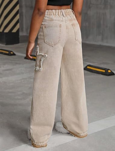 Jeans for Girls Baggy Wide Leg Cute Bow High Elastic Waisted Denim Pants Y2K Boyfriend Skater Streetwear with Pockets3