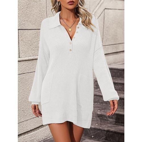 Robe pull-over mince col en V pour vos sorties chics en ville