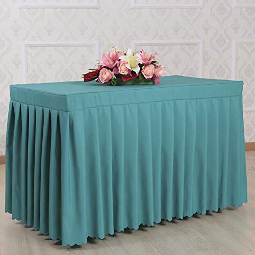 Elegante mantel plisado esmeralda – Falda rectangular de poliéster para fiestas, bodas, ferias comerciales y reuniones – 180 x 40 x 75 cm