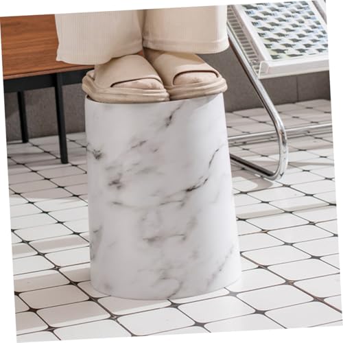 Image of Small Marble Trash Can Wastebasket Plastic Recycling Bin Waste Paper Basket Garbage Can Container Bin for Office Bathroom Bedroom Cabinet 30x21cm