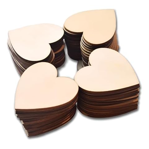 20 Pcs Wooden Hearts for Crafts 4 inch Unfinished Wood Hearts 0.1'' Thickness Heart Shaped Wood Sheets Unfinished Wood Ornaments for Wedding DIY Crafts Painting Burning Engraving Carving Coasters Cover